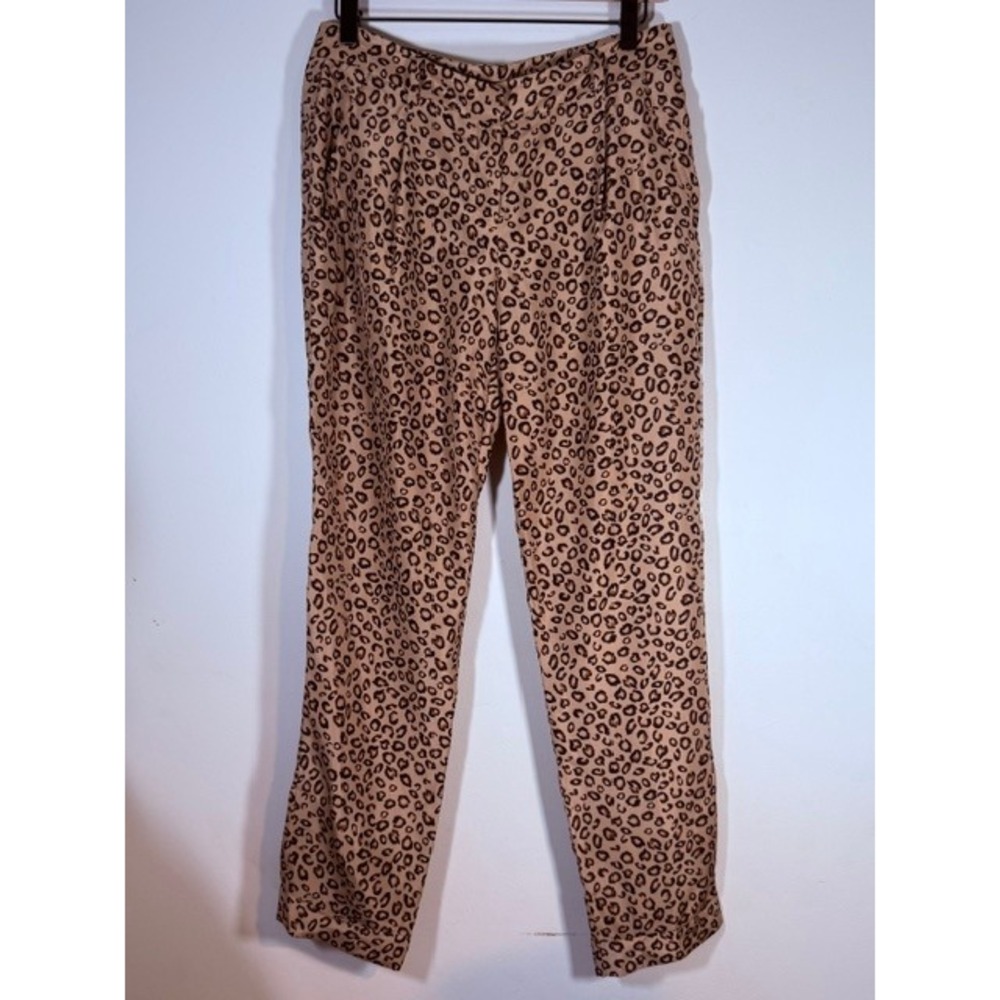 Theory Latani B Silk Leopard Print Tapered Trousers Brasilia Size 6